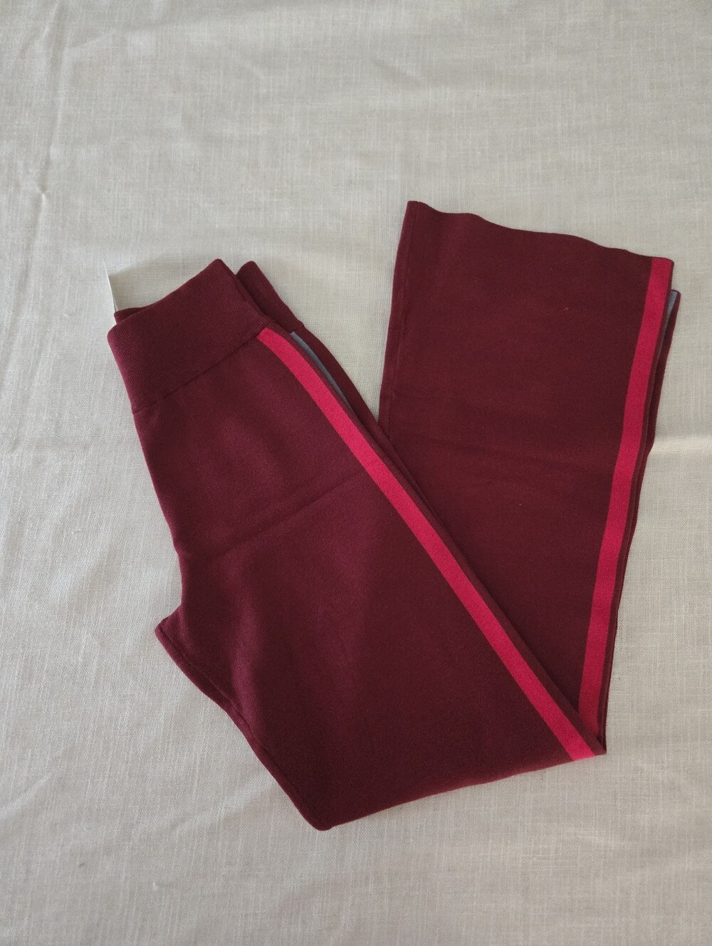 NWT Spiritual Gangster Maroon Wide-Leg Pants with Pink Side Stripe